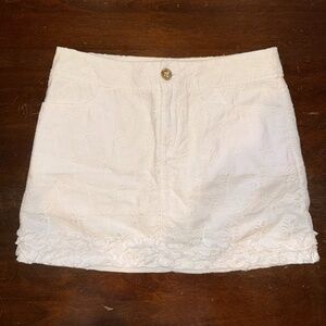 Lilly Pulitzer White Embroidered Palm Tree Mini Skirt - Size 4